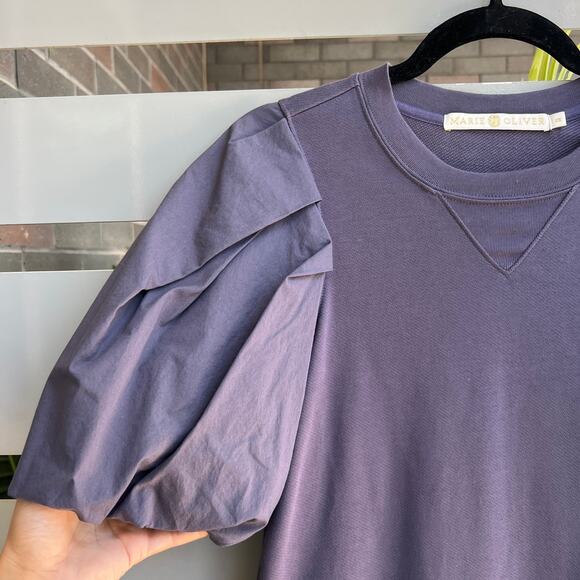 Marie Oliver Dusty Purple Puff Sleeve Shirt Dress Size XS - Picture 4 of 6